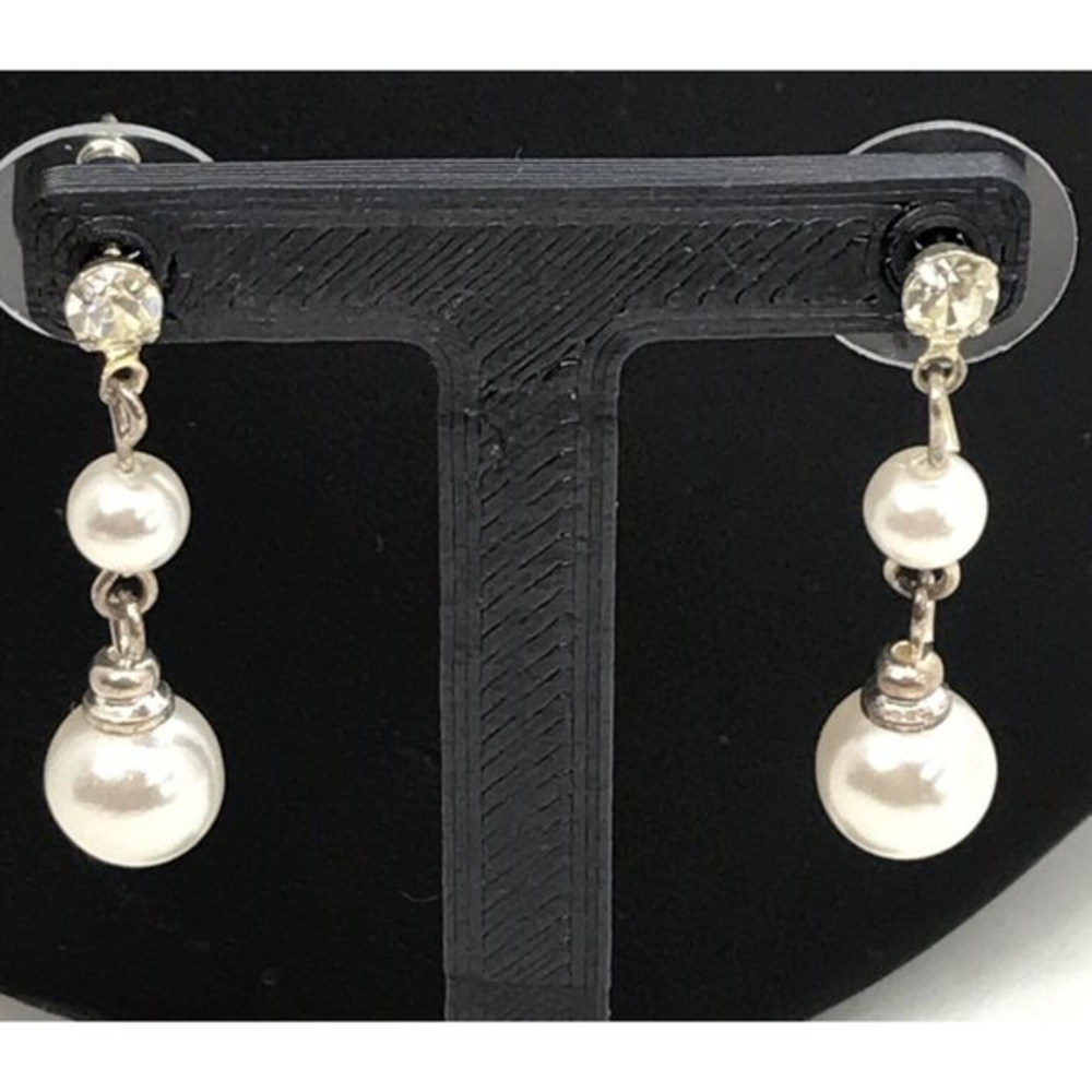 Pearl Rhinestone Crystal Drop‎ Dangle earrings 1.5"